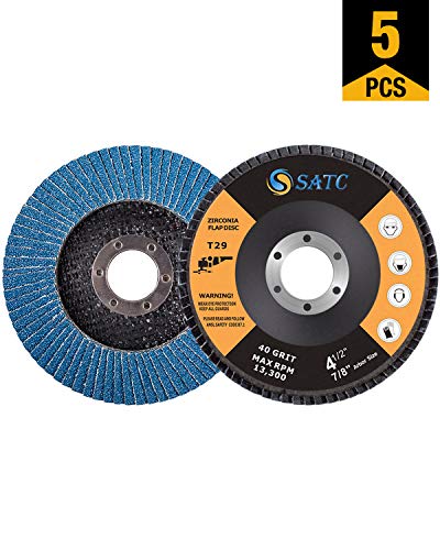 5 Pack Flap Discs 4.5' x 7/8' Grinding Wheel 40 Grit Flapper Wheel for Die Angle Grinder Attachments Sanding Discs T29 Aluminum Oxide Abrasive