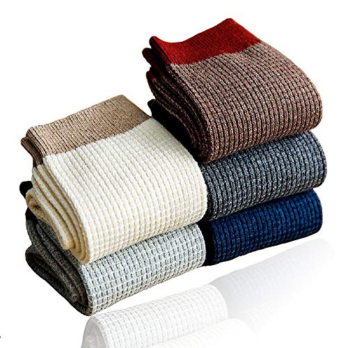 Men's 100% Cotton Knitted Socks Dress and Casual & Mens All-season Crew Socks Pack of 5