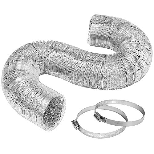 VIVOSUN 4 Inch 25 Feet Non-Insulated Flex Air Aluminum Ducting for HVAC Ventilation w/Two 4 Inch Stainless Steel Clamps