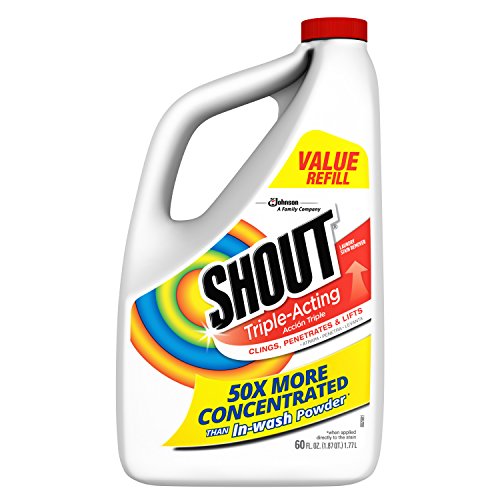 Shout Triple-Acting Laundry Stain Remover for Everyday Stains Liquid Refill, 60 fl oz - Pack of 6