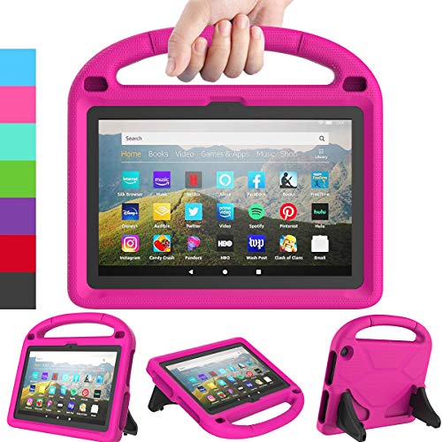 LEDNICEKER Kids Case for All-New Fire HD 8 & Plus 2020 - Lightweight Shockproof Handle with Stand Kid-Proof Case for Amazon Fire HD 8 inch Tablets (Latest 10th Generation 2020 Release) - Rose