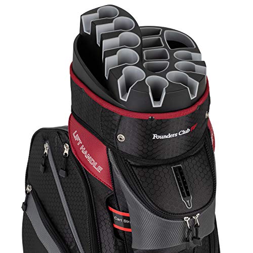 Founders Club Premium Cart Bag with 14 Way Organizer Divider Top (Charcoal and Black)