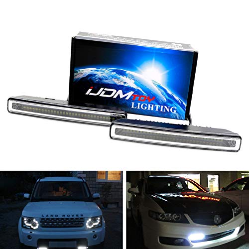 iJDMTOY 7-Inch Universal Fit Xenon White High Power 30-SMD LED Daytime Running Light Bar (DRL Lamps) w/Wiring Harness