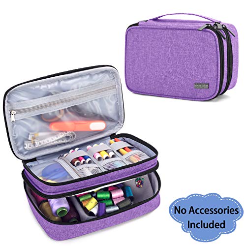 Luxja Sewing Accessories Organizer, Double-Layer Sewing Supplies Organizer for Needles, Scissors, Measuring Tape, Thread and Other Sewing Tools (NO Accessories Included), Small/Purple