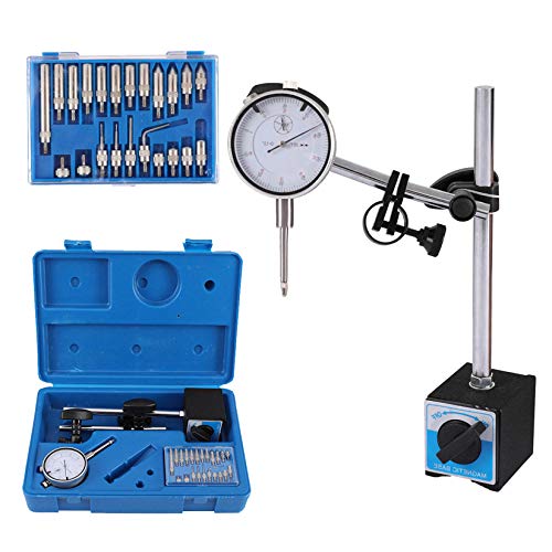 Dial Indicator with Magnetic Base Holder Fine Adjustable Long Arm 0-1' Tester Gage Gauge 0.001'