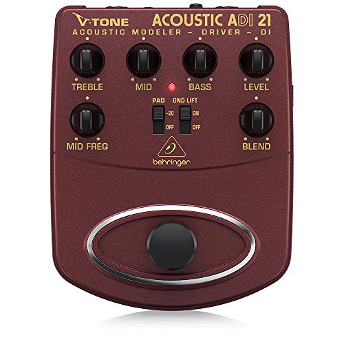Behringer V-Tone Acoustic Driver DI ADI21 Amp Modeler/Direct Recording Preamp/DI Box,Burgundy