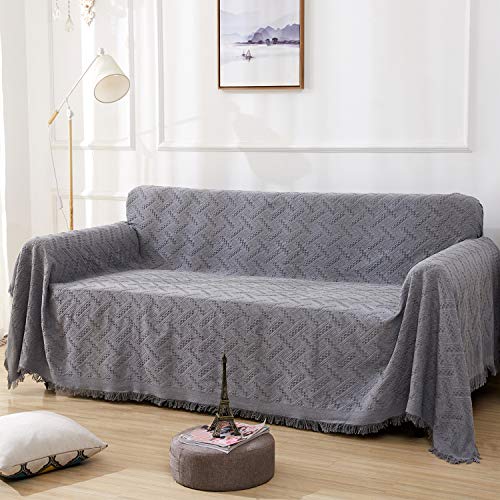 RHF Geometrical Sofa Cover, Couch Cover, Couch Covers for 3 Cushion Couch, Sectional Couch Covers, Sofa Covers for Living Room, Couch Covers for Dogs, Couch Protector(Large:Dark Grey)