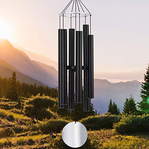ASTARIN Wind Chimes Outdoor Large Deep Tone,36Inch Large Wind Chimes for Outside Tuned Relaxing Soothing Low Bass,Memorial Wind Chimes Sympathy for Mom Dad,Black(A Free Card)