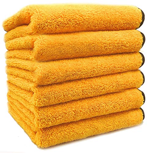 SoLiD 6 Pack Multipurpose Plush Microfiber Edgeless Cleaning Towel for Household and Car Washing, Drying, Detailing