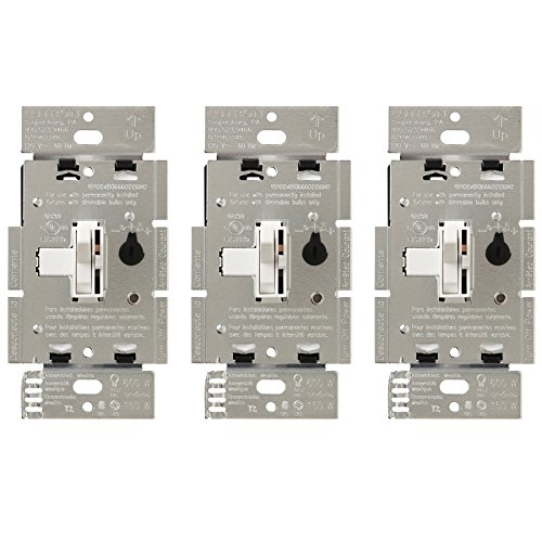 Lutron Toggler LED+ Dimmer Switch | 150-Watt, Single-Pole/3-Way | TGCL-153PH-WH-3 | White (3 Pack)