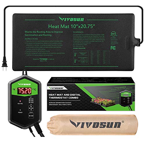VIVOSUN 10'x20.75' Seedling Heat Mat and Digital Thermostat Combo Set MET Standard