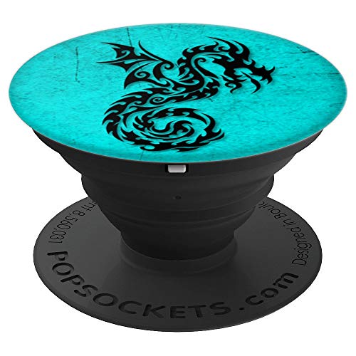 Chinese Dragon Pop Sockets - Blue Green East Asian PopSockets Grip and Stand for Phones and Tablets
