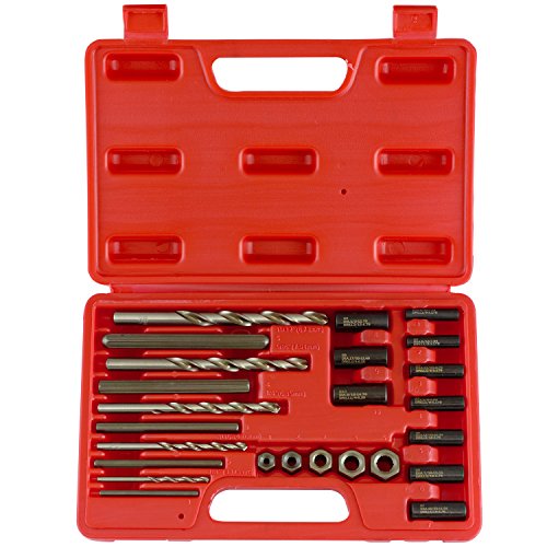 Neiko 04200A Drive Nuts, Drill Bits and Drill Guides Screw and Bolt Extractor Kit (25 Piece), Clear