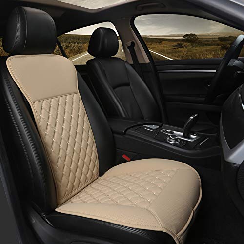 Black Panther Car Seat Cover,Breathable Universal PU Front Car Seat Protector,Non-Wrapped Bottom with Backrest (1PC- Beige)