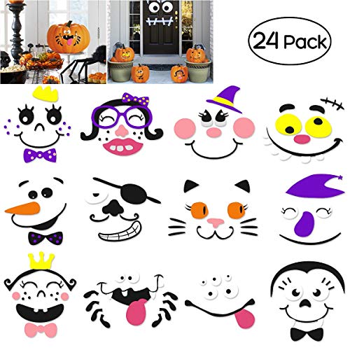 Unomor Foam Pumpkin Decorations Craft Kit, Halloween Crafts as Halloween Party Trick or Treat Autumn Party Supplies, 24 Sets in 2 Packs