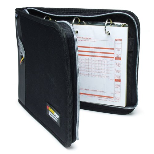 RoadPro LB-001BK Black 10.5' x 8.5' 3-Ring Zippered Binder for Loose-Leaf Log Sheets