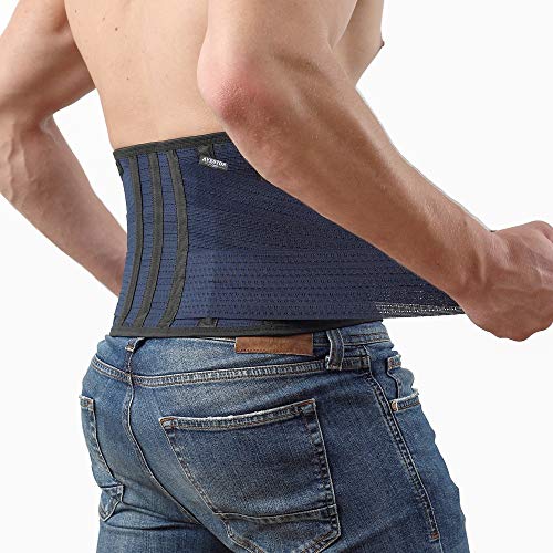 Back Support Lower Back Brace provides Back Pain Relief - Breathable Lumbar Support Belt for Men and Women keeps your Spine Straight and Safe - Medium size 32''- 37' Belly Waist Line