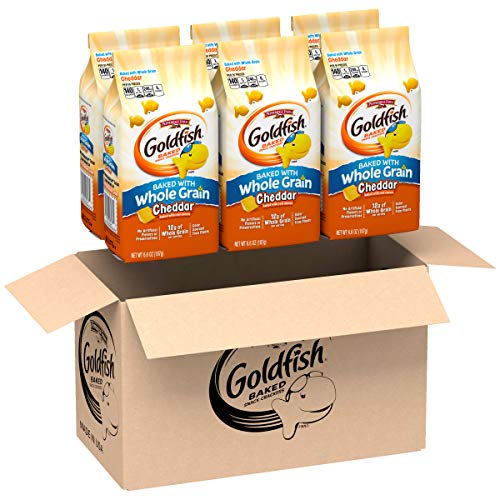 Pepperidge Farm Goldfish Baked with Whole Grain Cheddar Crackers, 39.6 oz. Box, 6-count 6.6 oz. Bags