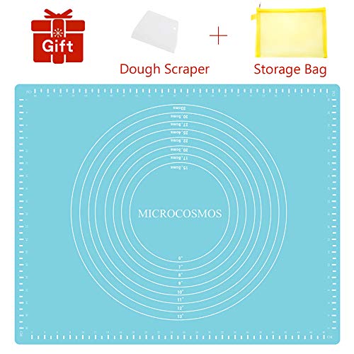Extra Thick Silicone Baking & Pastry Mat with Measurements, Non-Stick, Non-slip, Countertop Safe, EZ to Clean. Great for Rolling Dough; Kneading Fondant; Cut Pasta; Make Pizza, Cookies. 19.6' x 15.7'