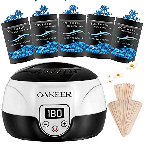 Oakeer Digital Display Wax Warmer Waxing Kit for Women Men Waxing at Home,EASY to USE Hair Removal Waxing Kit with 1.1lb Hard Wax Beans