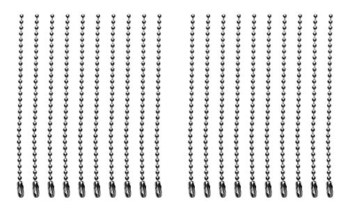 Shapenty 4 Inch Stainless Steel Ball Bead Chains Connector Clasp Extension Keychain Tag Key Rings for Jewelry Finding Making Accessories, 2.4 mm Diameter, 20PCS