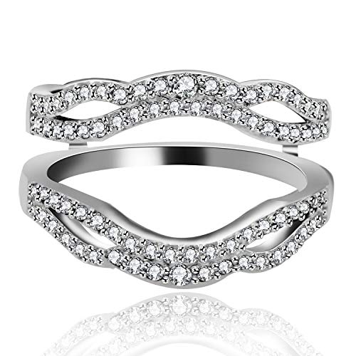 Women Wedding Anniversary Rings Enhancer 925 Sterling Silver Cubic Zirconia Rings Enhancers for Women Girls Size 6.5 Y481