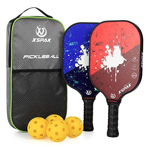 XS XSPAK Pickleball Paddles Set, Lightweight Graphite Paddles Sets of 2 Including Bag and 4 Indoor Balls, USAPA Approved