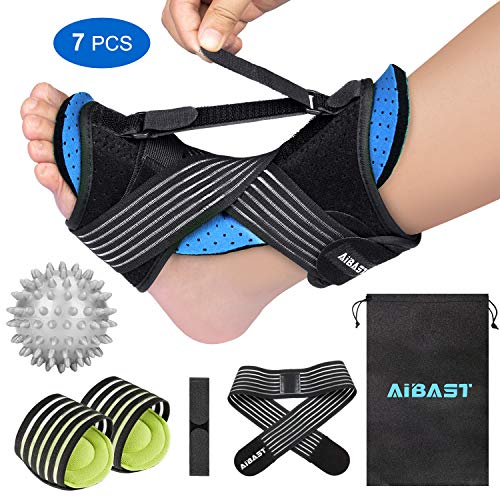 2020 New Upgraded Blue Night Splint for Plantar Fascitis, AiBast Multi Adjustable Ankle Brace Foot Drop Orthotic Brace for Plantar Fasciitis, Arch Foot Pain, Achilles Tendonitis Support for Women, Men