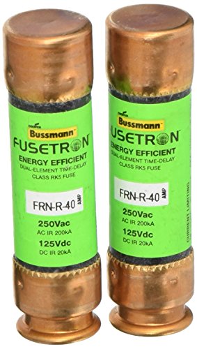 Bussmann BP/FRN-R-40 40 Amp Fusetron Dual Element Time-Delay Current Limiting Class RK5 Fuse, 250V Carded UL Listed, 2-Pack