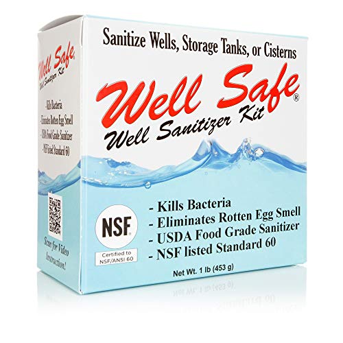 Well Safe Well Sanitizer Kit - Water Purification for Wells, Storage Tanks & Cisterns - Improves Well Water Smell and Taste - Easy to Use - USDA Food Grade Sanitizer and Well Water Treatment