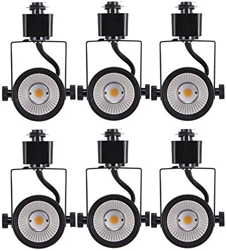 Cloudy Bay 8W Dimmable LED Track Light Head,4000K Cool White CRI90+ True Color Rendering Adjustable Tilt Angle Track Lighting Fixture,40° Angle for Accent Retail,Black Finish,Halo Type- Pack of 6