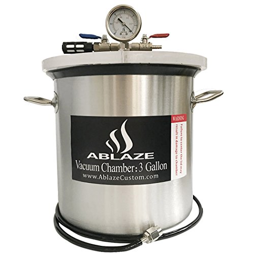 ABLAZE 3 Gallon Gal Vacuum Chamber Stainless Steel Degassing Urethanes Silicone Epoxies Lid Kit