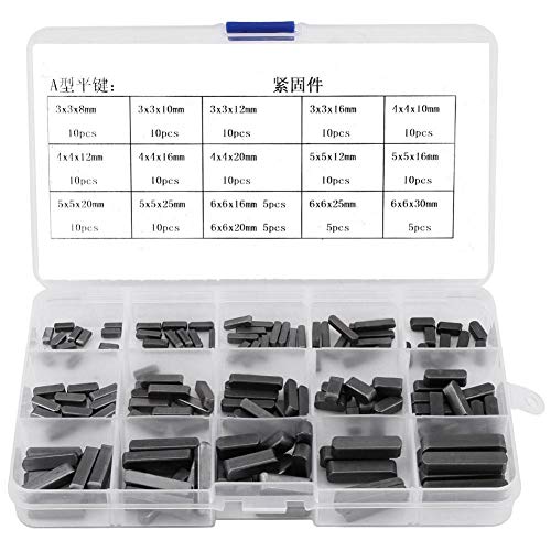 Round Ended Feather Key Set, 8mm-30mm Stainless Steel Key Stock Assortment Parallel Drive Shaft Keys Set, Pack of 140