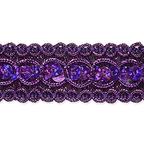 Expo International Trish Sequin Metallic Braid Trim Embellishment, 20-Yard, Purple