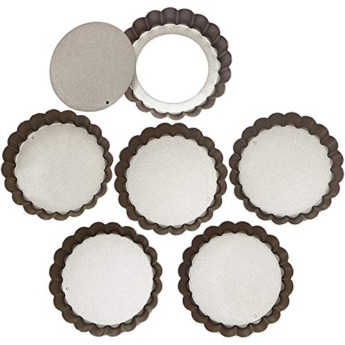 Webake 4 Inch Mini Tart Pan Set of 6, Non-Stick Quiche Pan Removable Bottom Mini Tart Tins