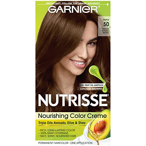 Garnier Nutrisse Nourishing Hair Color Creme, 50 Medium Natural Brown (Truffle) (Packaging May Vary)