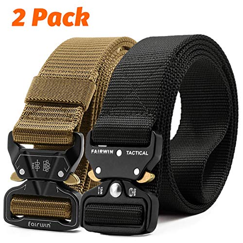 Fairwin Tactical Belt, 2 Pack 1.5 Inch Military Tactical Belts for Men - Carry Tool Belt