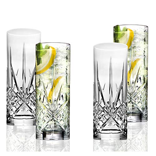 Godinger Tall Beverage Glasses Collins All Purpose - Dublin Collection, SET OF 4