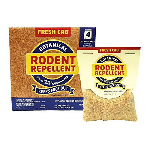 Fresh Cab Botanical Rodent Repellent - Environmentally Friendly, Keeps Mice Out, 4 Scent Pouches