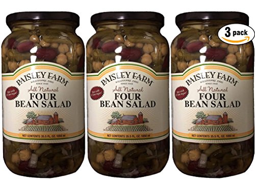 Paisley Farm Natural Four Bean Salad, 35.5oz Glass Jar (Pack of 3, Total of 106.5 Oz)