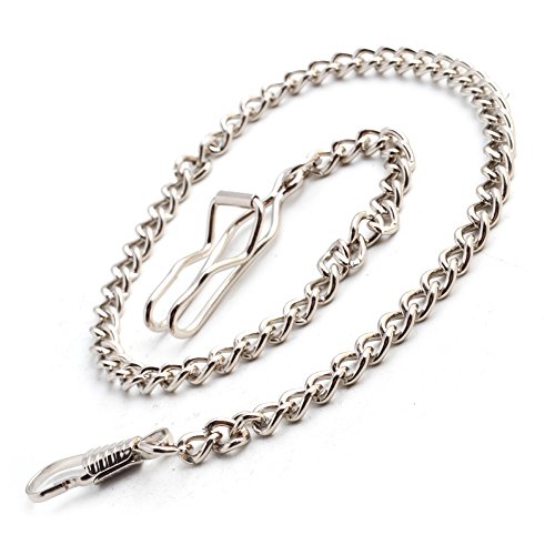 Clip Pocket Watch Chain - BOSHIYA Vintage Metal Alloy Pocket Vest Chain Approx 36cm/14.17'' - Silver