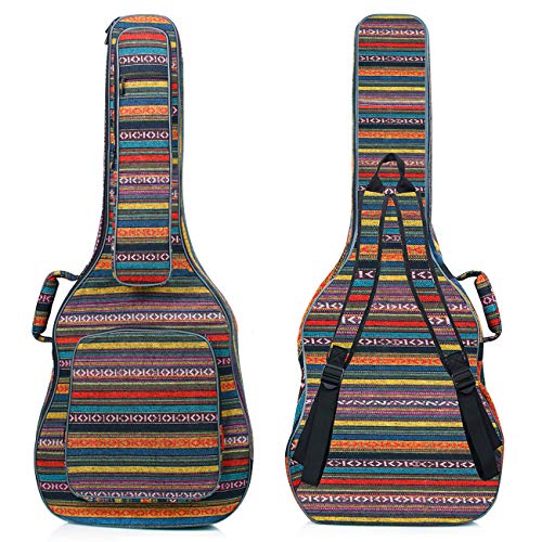 CAHAYA Acoustic Guitar Bag with Neck Cradle Bohemian Vintage Guitar Case 0.65in Thick Sponge Padded Guitar Case for 40 41 42 Inch Acoustic Classical Guitars