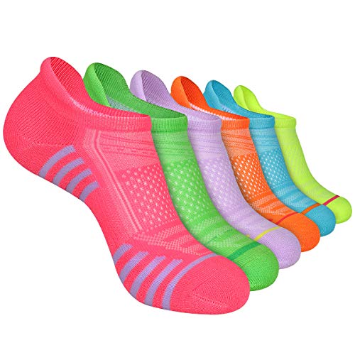 LITERRA Womens Ankle Socks 6-Pairs Athletic Running Low Cut Socks Cushioned