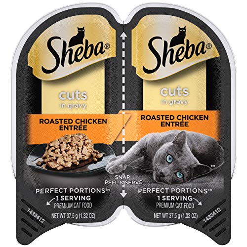 SHEBA PERFECT PORTIONS Soft Wet Cat Food Cuts in Gravy Roasted Chicken Entrée, (24) 2.6 oz. Easy Peel Twin-Pack Trays