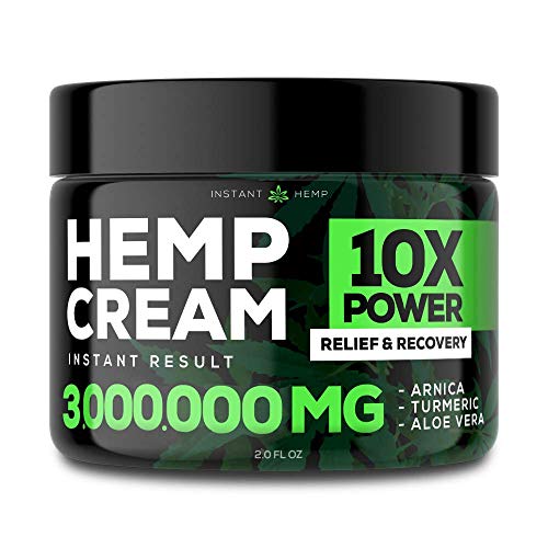 Instant Hemp Pain Relief Cream - 3,000,000 - Relieve Muscle, Joint & Arthritis Pain - Natural Hemp Extract for Arthritis, Foot & Back Pain - 2oz