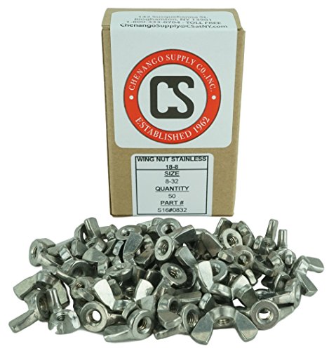 Stainless 8-32 Wing Nut, Stainless Steel 18-8, Machine Thread (50, 8-32 Wing Nut)