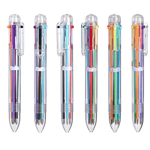 Favourde 22 Pack 0.5mm 6-in-1 Multicolor Ballpoint Pen，6-Color Retractable Ballpoint Pens for Office School Supplies Students Children Gift