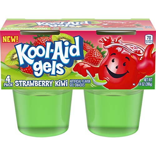 Jell-O Kool-Aid Gels Strawberry Kiwi Ready-to-Eat Gelatin Snack (24 Cups, 6 Packs of 4)