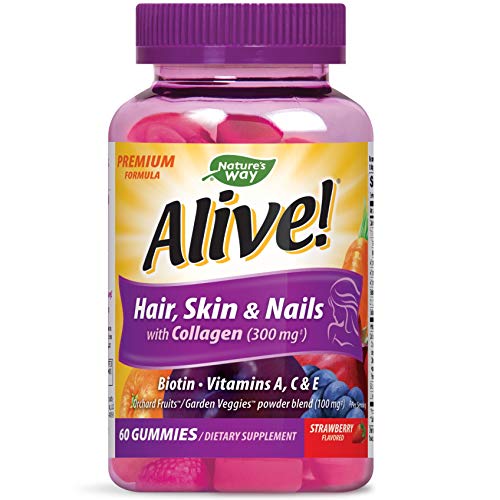 Alive! Premium Hair, Skin and Nails Multivitamin with Biotin and Collagen, 60 Count