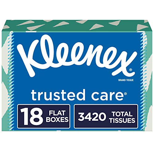 Kleenex Trusted Care Facial Tissues, 18 Rectangular Boxes, 190 Tissues per Box (3,420 Tissues Total)
